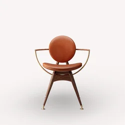 Danish designer circle chair high end club hotel chair leather walnut metal industrial chair