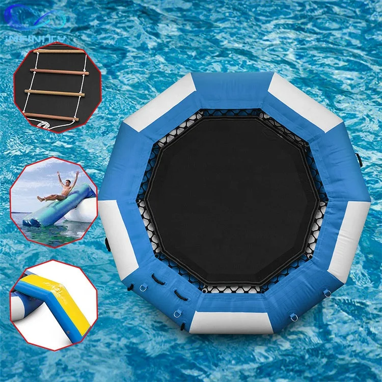 Summer Popular Inflatable Floating Water Toys Jump Bed Trampoline Games with Slide