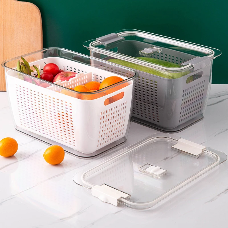 Hot Sale 5.8L Plastic Refrigerator Storage Box Food Storage Container Refrigerator Container Fruit Vegetable Storage with Lid