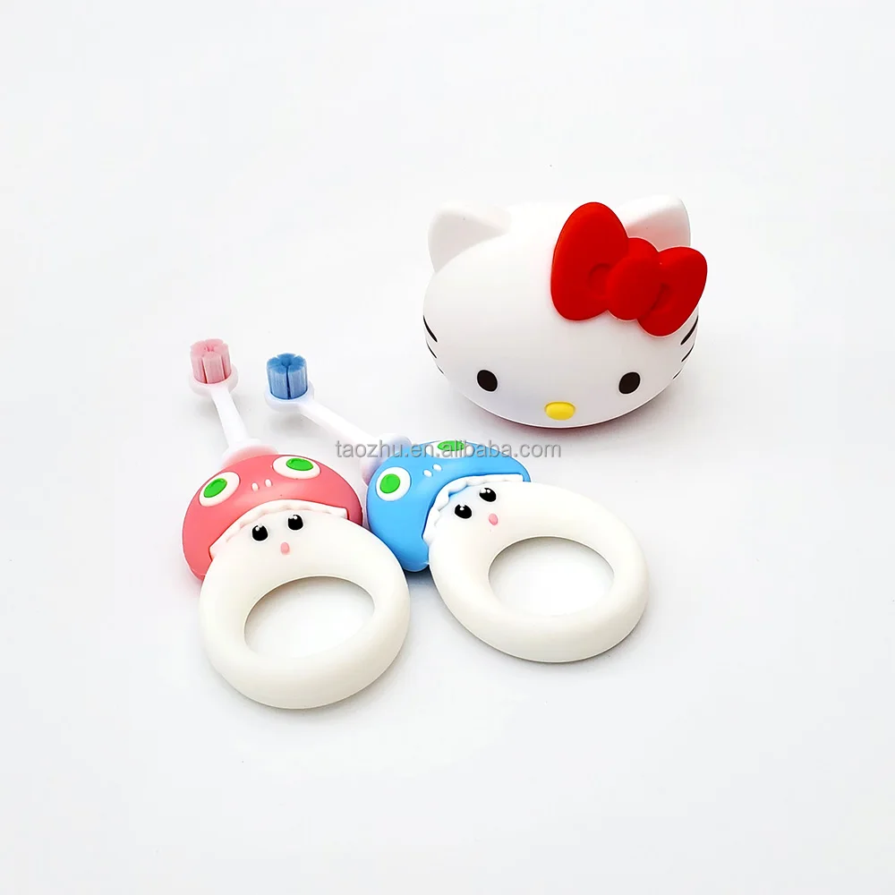 Lovely shark cartoon infants finger practice super gentle 10000 bristles toothbrush with night light Hello kitty gifts set pack