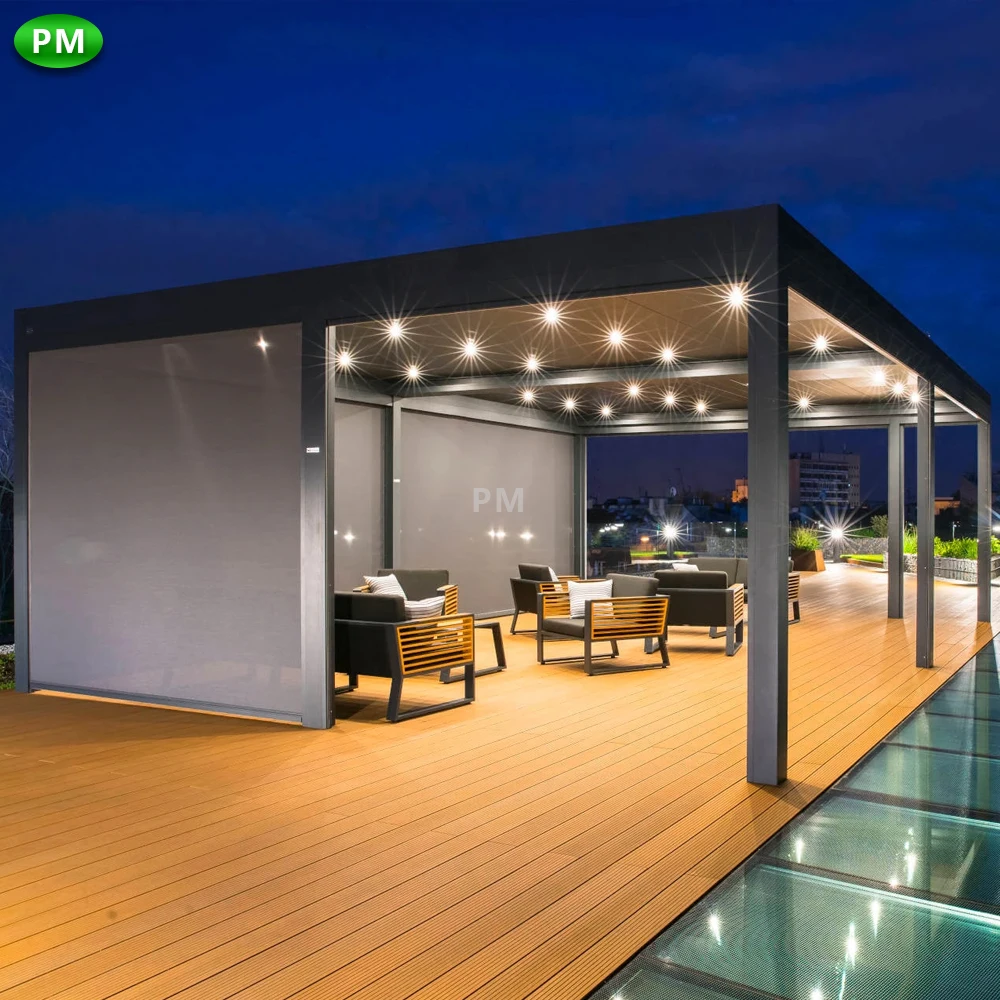 Patio Cover Roof Aluminum Outdoor Sun Shade Canopy Motorized Awnings Garden Gazebo Pergola Pavilion