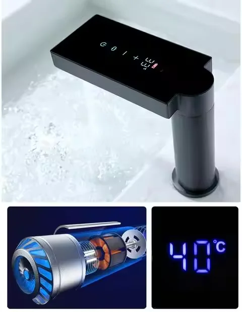 Touch Screen Hot and Cold LED Digital Display Intelligent Infrared Sensor Basin Faucet Bathroom Faucet Tap