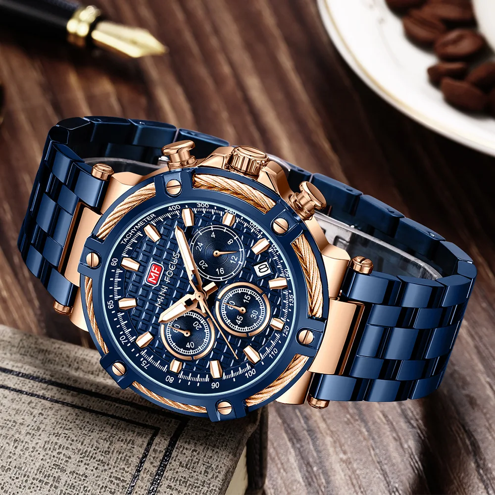 MINI FOCUS Men Watch New Fashion stainless steel Waterproof Luminous Top Brand Luxury Mens Quartz Wristwatch Relogio Masculino