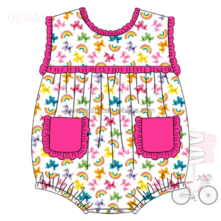 Puresun balloon smock French Knot high waist skirt big pocket hollow back bow design sleeveless kids clothing baby girls dresses