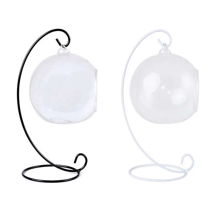 wholesale round shape glass plant terrarium hanging terrarium hanging glass ball with metal stand