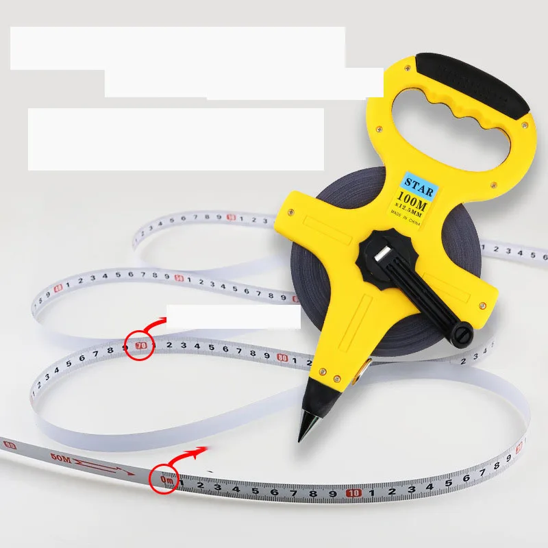 Custom 30m 50m 100m Plastic Shelf Stainless Steel Hand-operated Measuring Tape Engineering Measuring Tape Inserting Floor Rule