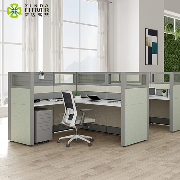 
Popular Design Divider Partition Desks Cubicle Desk Wood Table Modern L Shape 2 Person Workstation Office Furniture 