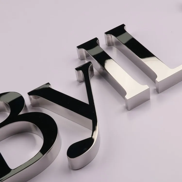 custom 3d metal business sign letters aluminum silver mirrored stainless steel logo wall sign office signs