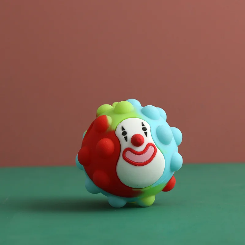 Tiktok Hot Selling 3D Colorful Clown Squeeze Toys Silicone Popping Push it Bubble Fidget Ball for kids gift