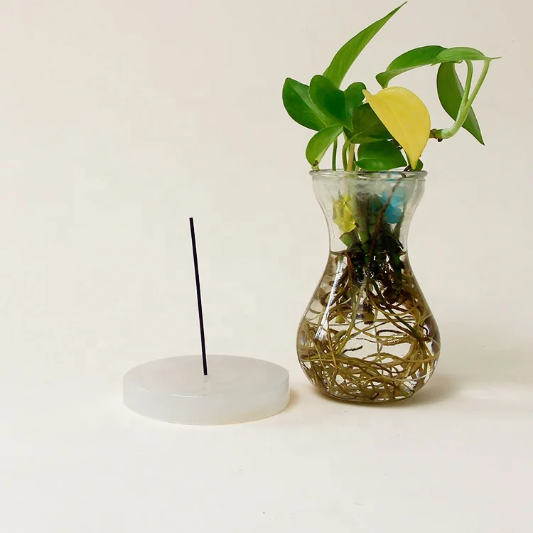 Home Decorative Quartz Carved Gemstone Natural Modern Custom Round Marble Stone Crystal Stick Incense Holder