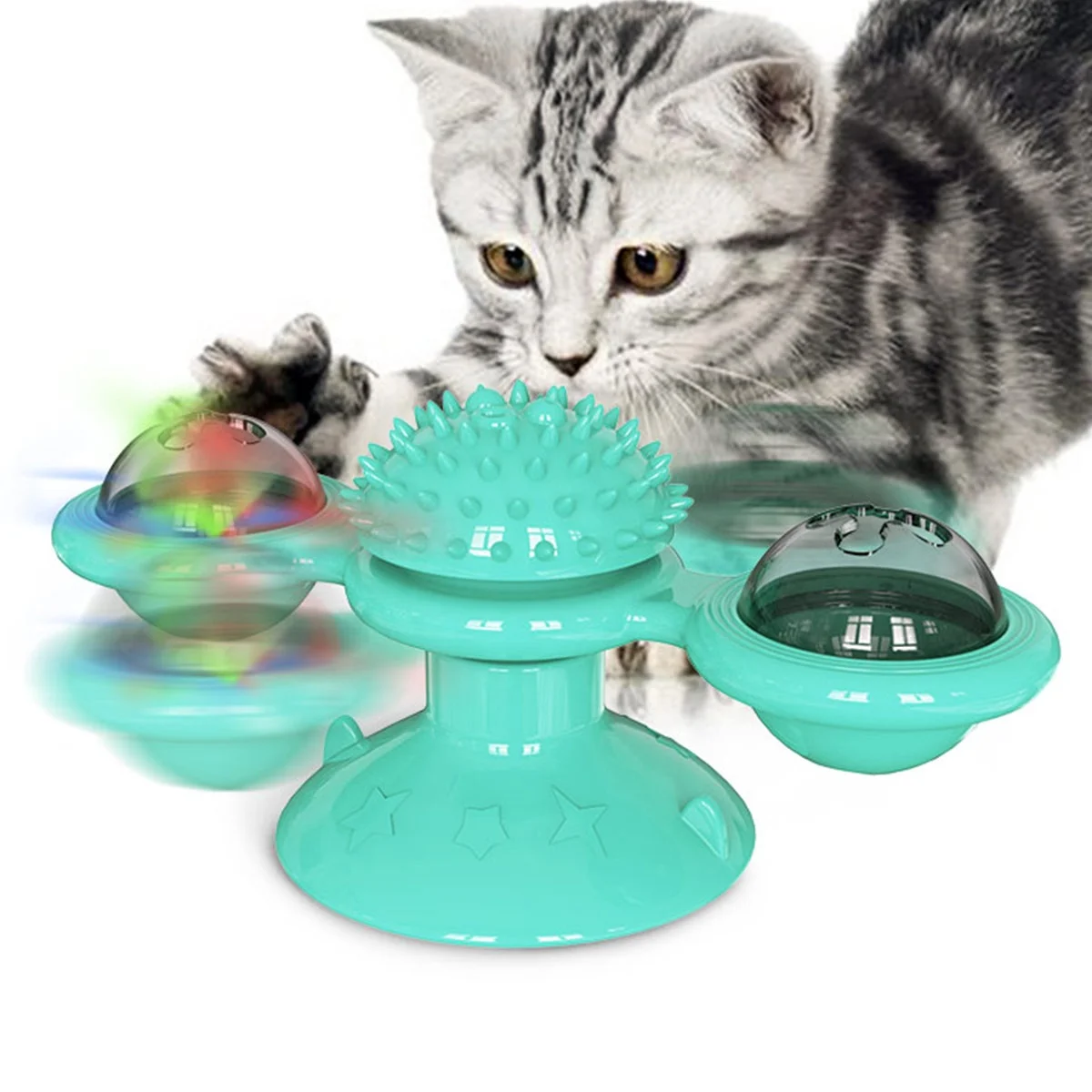 TPR Safe Eco-friendly Indoor Wall Mounted Floor suction cups Smart Joy cat ball toy interactive