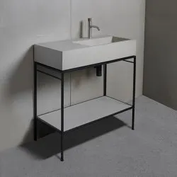 Meuble simple vasque STEEL 90 cm  Acier Noir  Single vanity unit STEEL 90 cm Steel Black powder room dressing console table