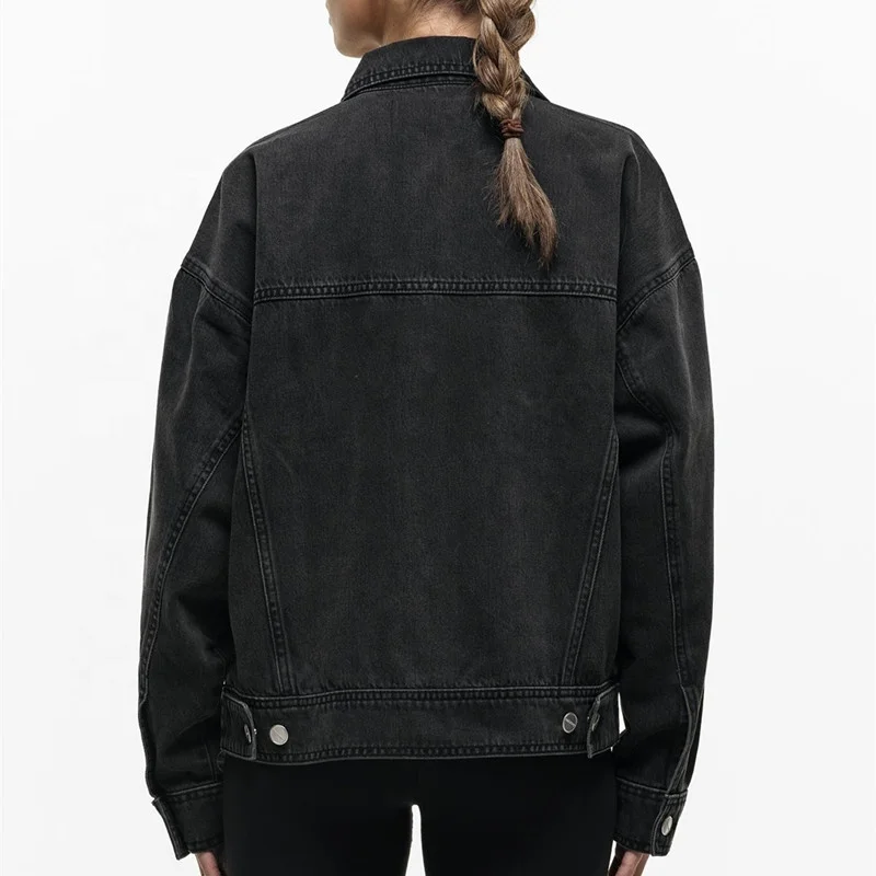 Женская джинсовая куртка в стиле хип-хоп черная или синяя большого размера с эффектом