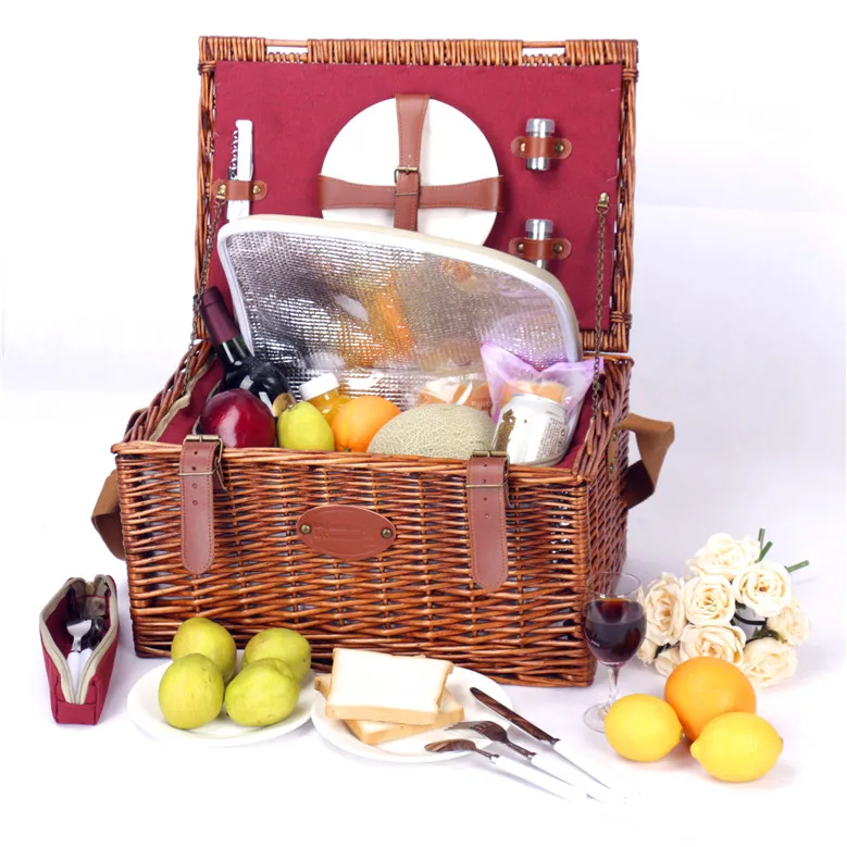 
2 Person wicker Woven Gift Box Baskets Love Design Camping Outdoor Picnic Basket  (60842015070)