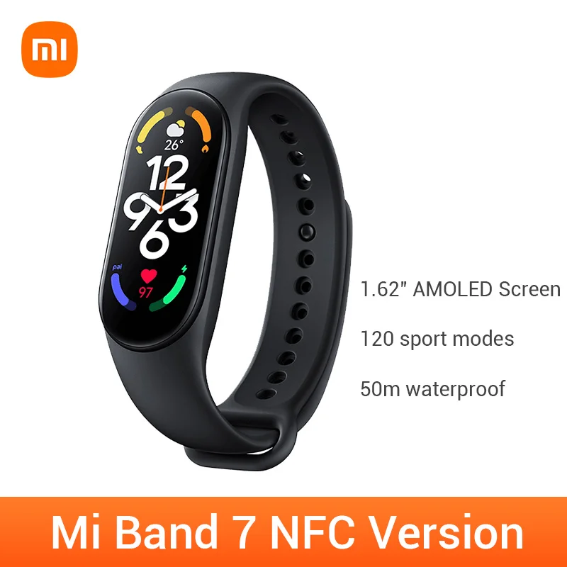 2023 New Original Xiaomi Mi Band 7 NFC 1.62 Inch AMOLED Smart Bracelet Wristband Miband 7 NFC Version Multiple Sports Modes
