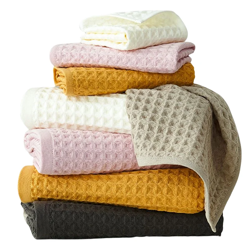 5 star hotel Wholesale Towel Set Hot Selling Super waffle Cotton Polyester luxury Bath Towels