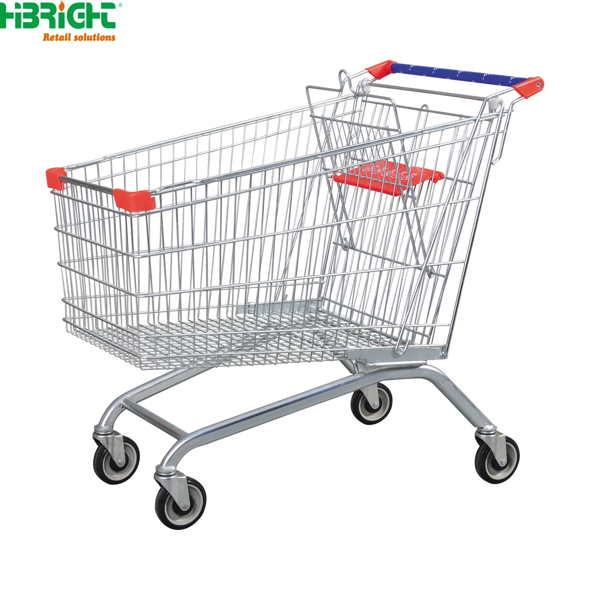 High-Capacity Chrome Plated Flexible Supermarket Plastic Shopping Trolley Cart