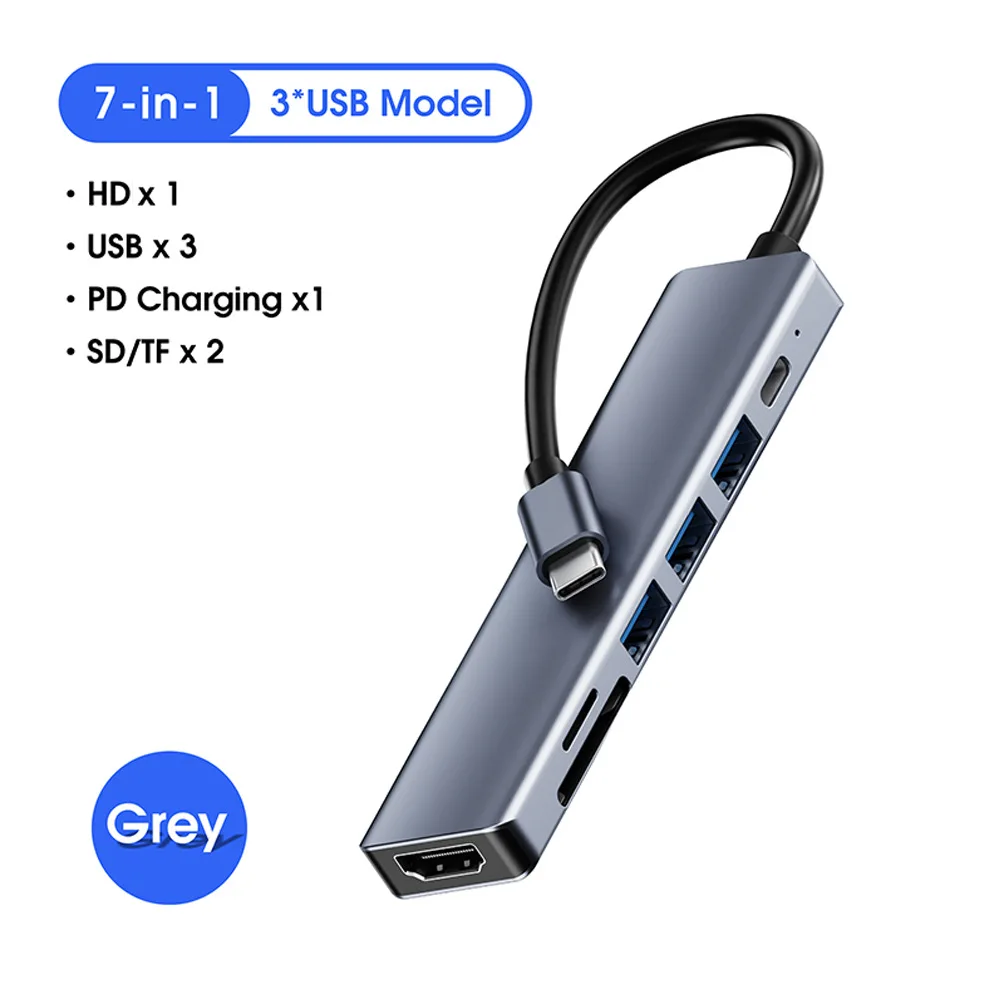 Usb Pd зарядные электронные устройства 7 в 1 Тип c концентраторы 3 usb pd hdtv с SD TF портов концентратор для Mabook pro