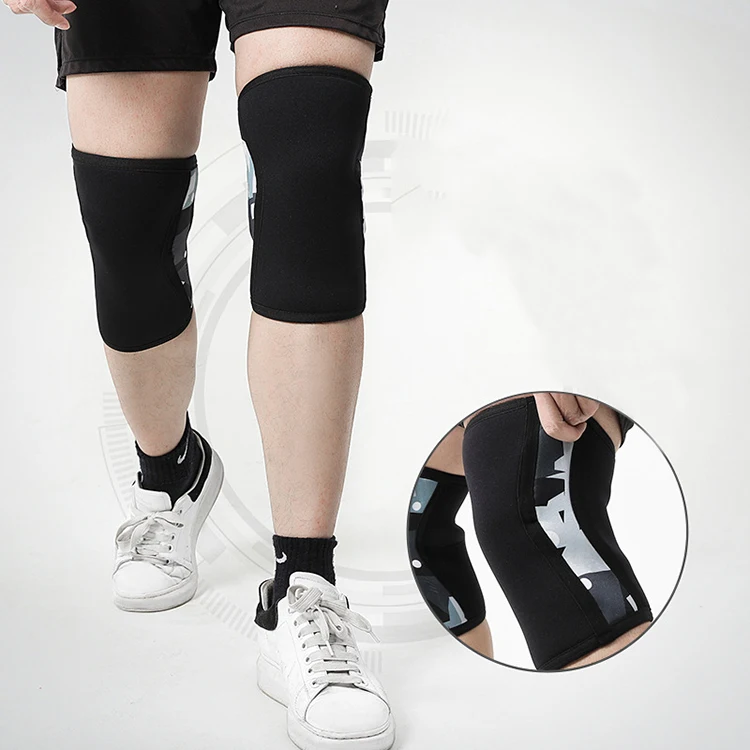 
Custom 7mm Neoprene Elastic Weightlifting Patella Knee Brace Support For Outdoor Sport 