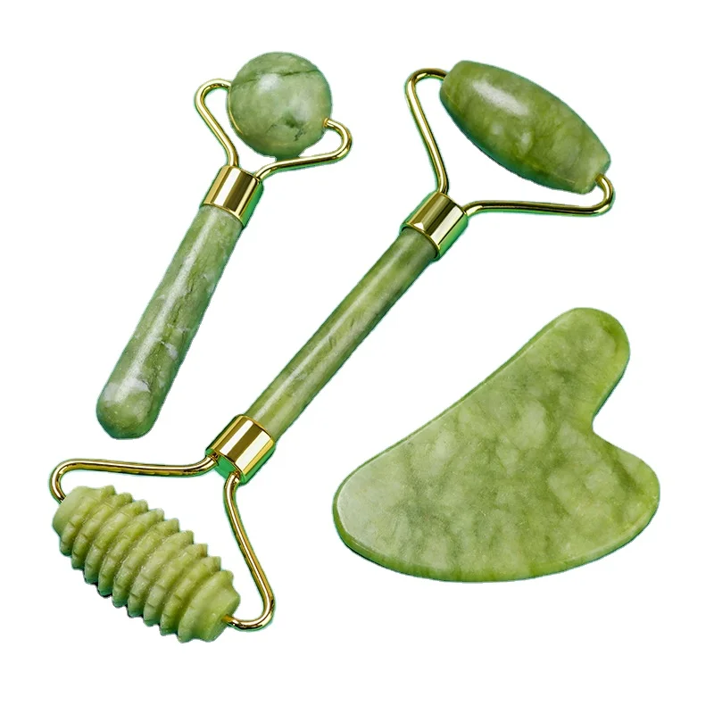  Xiuyu roller barbed head massage stick gua sha set jade beauty device scraping piece