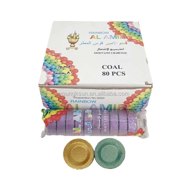 YKS customized box colored charcoal incense and hookah coal