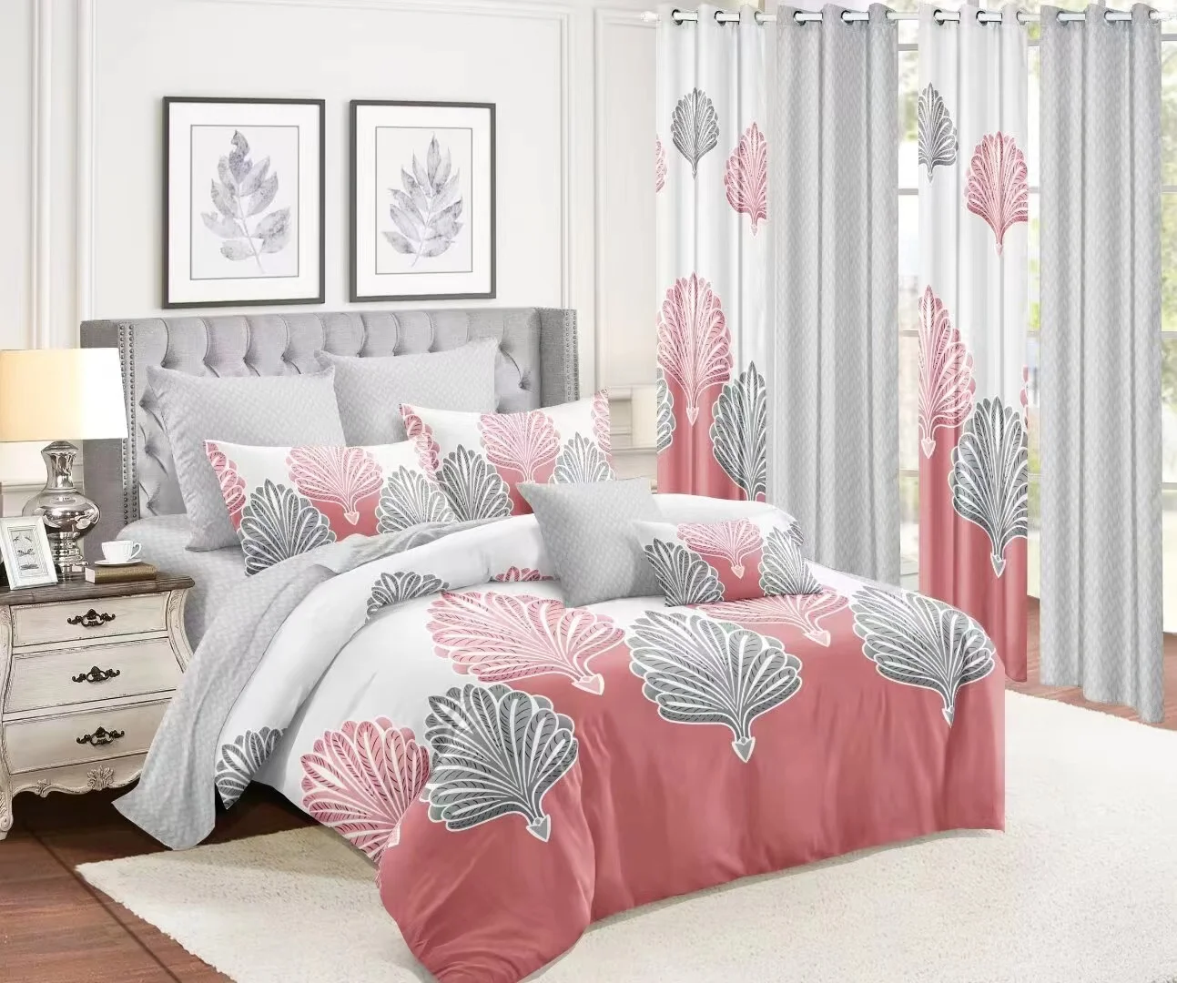 3d digital printing ground wool bedding 10-piece beauty bed sheet, bed sheet, pillow curtain bedding set