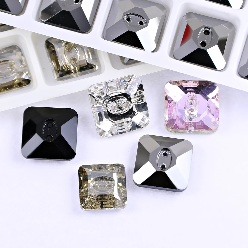 Crystal glass fancy buttons with 2 holes for garment accessories