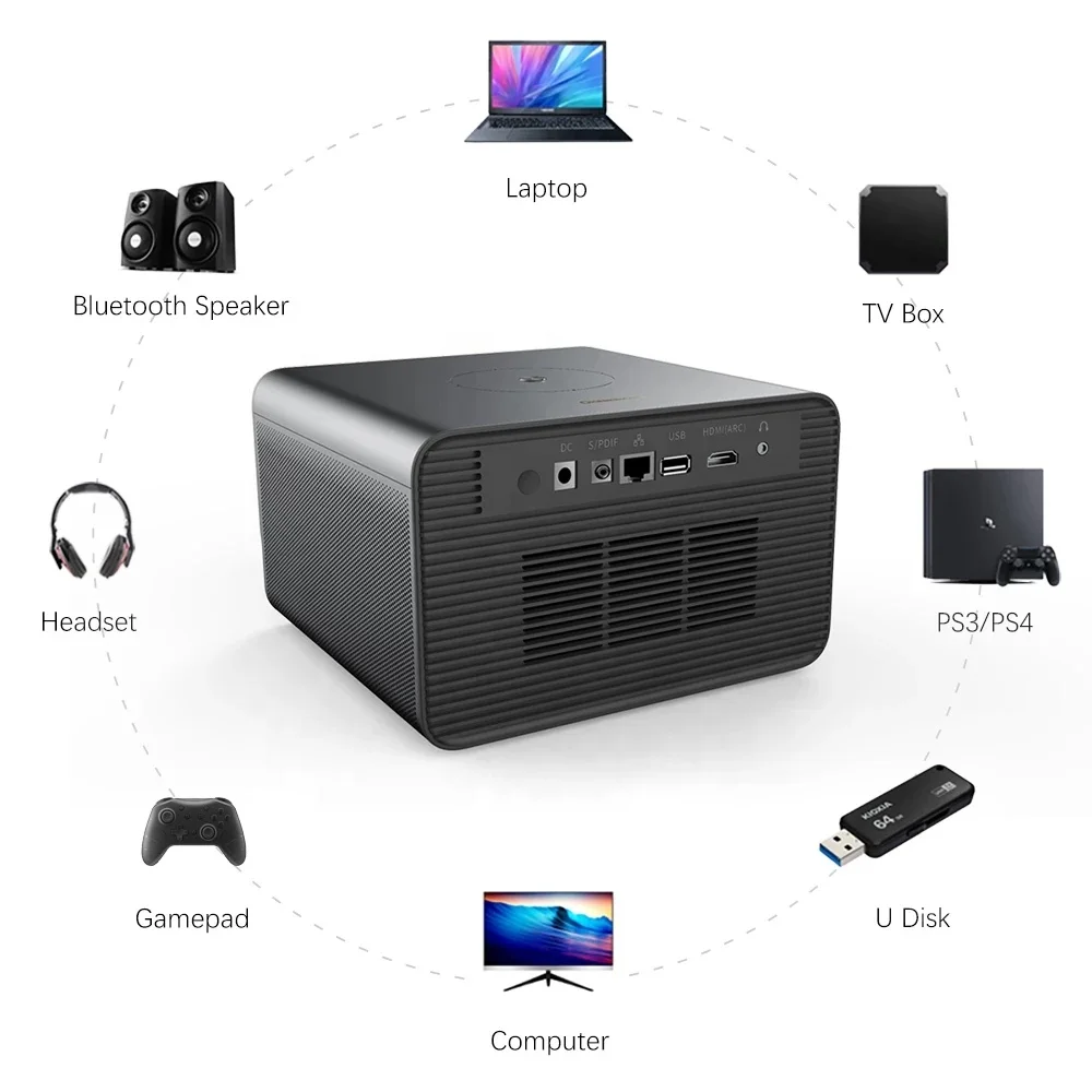 Hot Selling Changhong C300 800 ANSI Lumens Mini Projector 4K Portable Hologram Laser Phone DLP Android Projectors