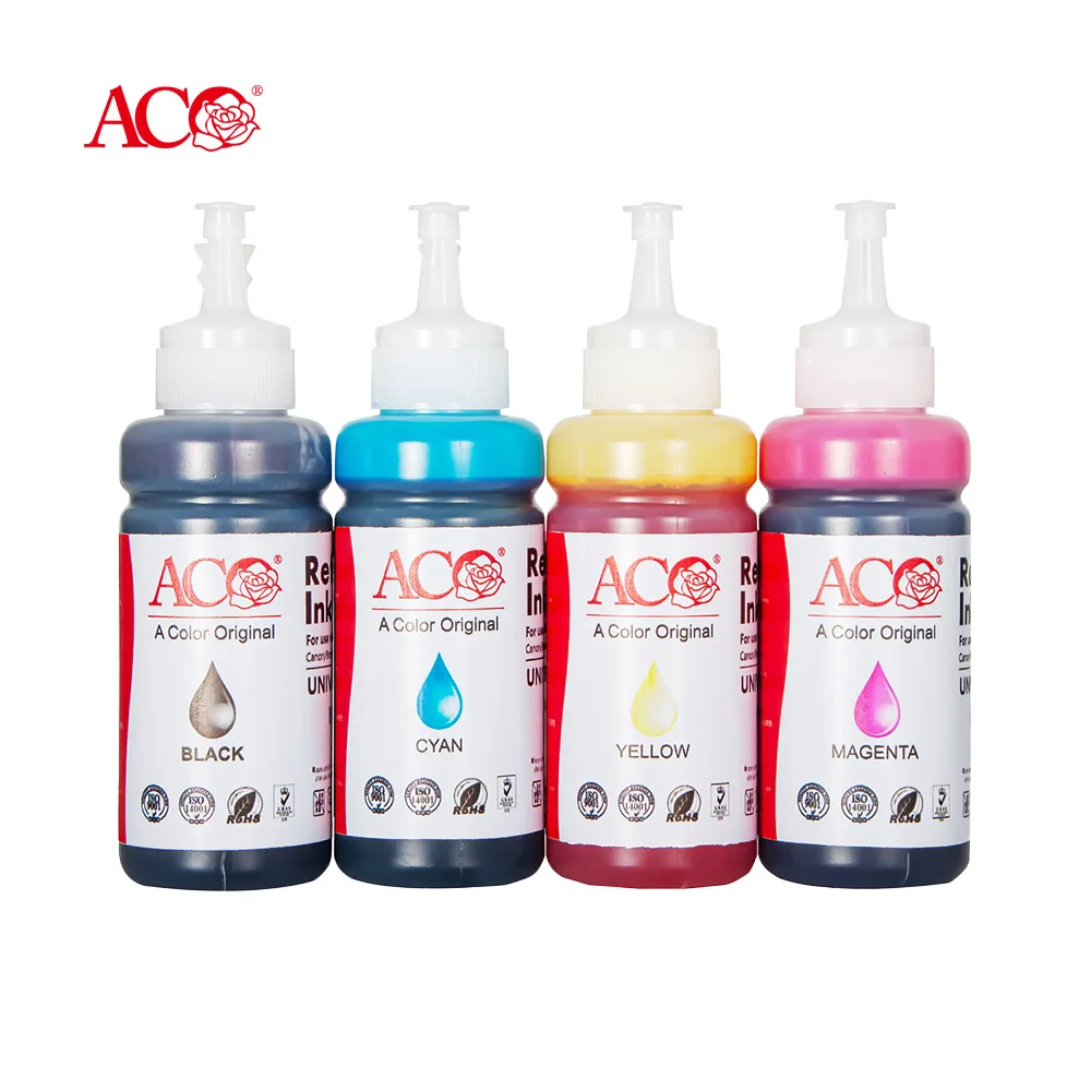 ACO Factory Dye Ink T6641 T6642 T6643 T6644 Compatible For Epson Inkjet Printer Color Bottle 70ml 100ml 500ml 1000ml