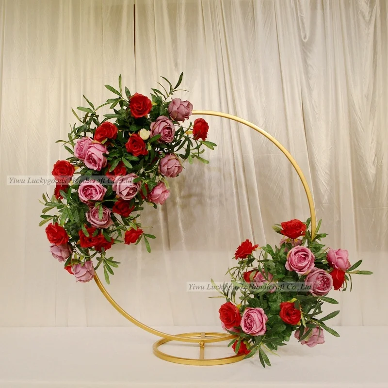 LFB561-3  colourful rose peony flower backdrop flower garland with green leaf for wedding backdrop