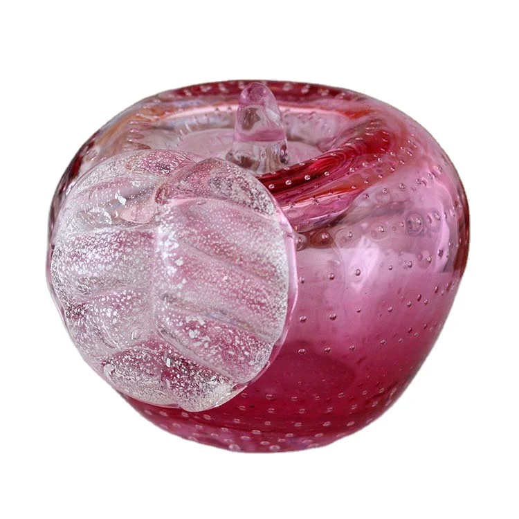 Pink hand blowm murano glass apple
