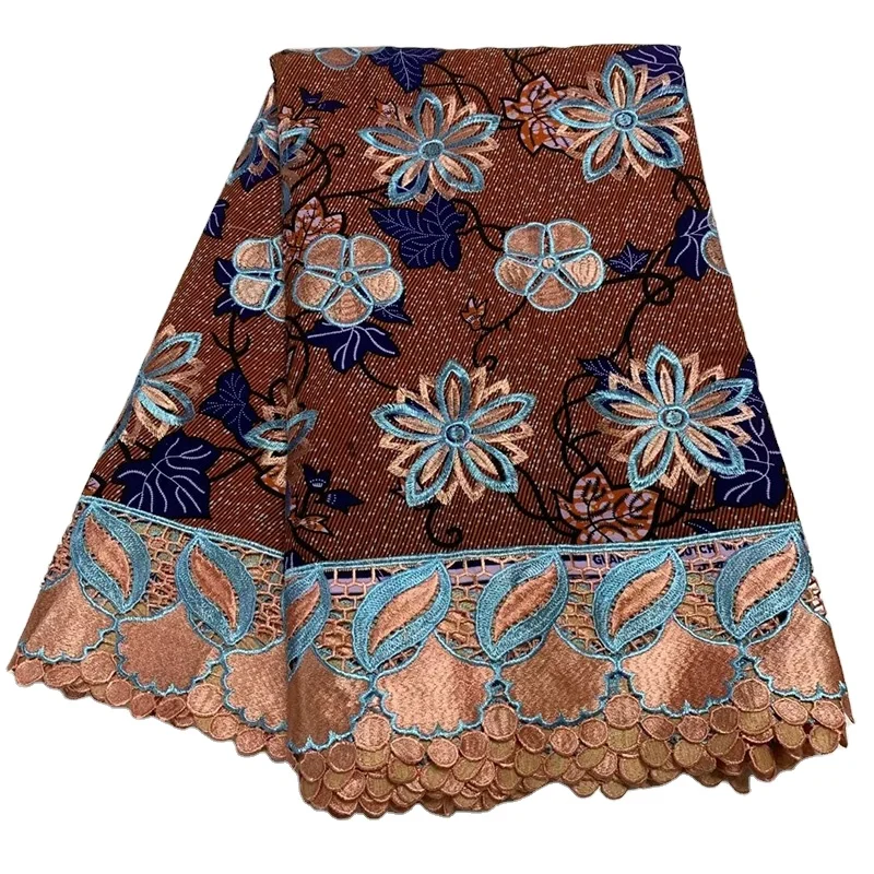 Cord Lace Cotton Wax Net Fabric 5 yards Nigerian Embroidered Mesh Guipure Voile Fabric