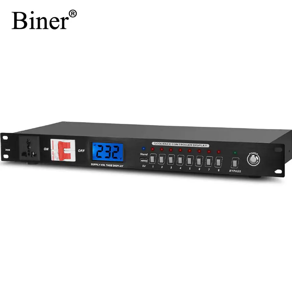 OEM D628 Professional 9 Channel Audio Power Sequencer For Karaoke Sound Speaker System