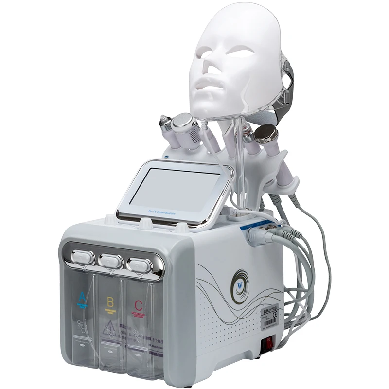 Hydro H2O2 Oxygen jet microdermabrasion aqua peel seven head small bubble beauty instrument seven color spectrum beauty mask