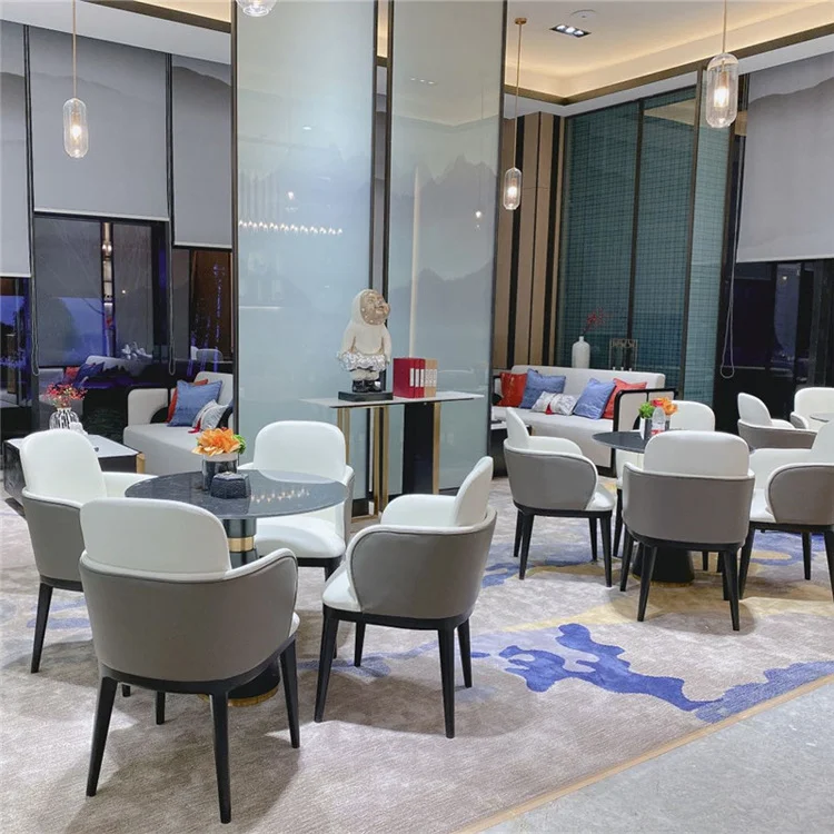 Modern Commercial Armchair Solid wood Dining Room table and Chair With Pu Leather Restaurant Chair Cafe Chair