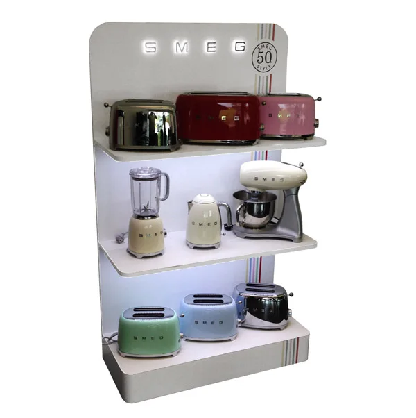 retail store wood home appliance display shelf rack,floor display stand for rice cooker