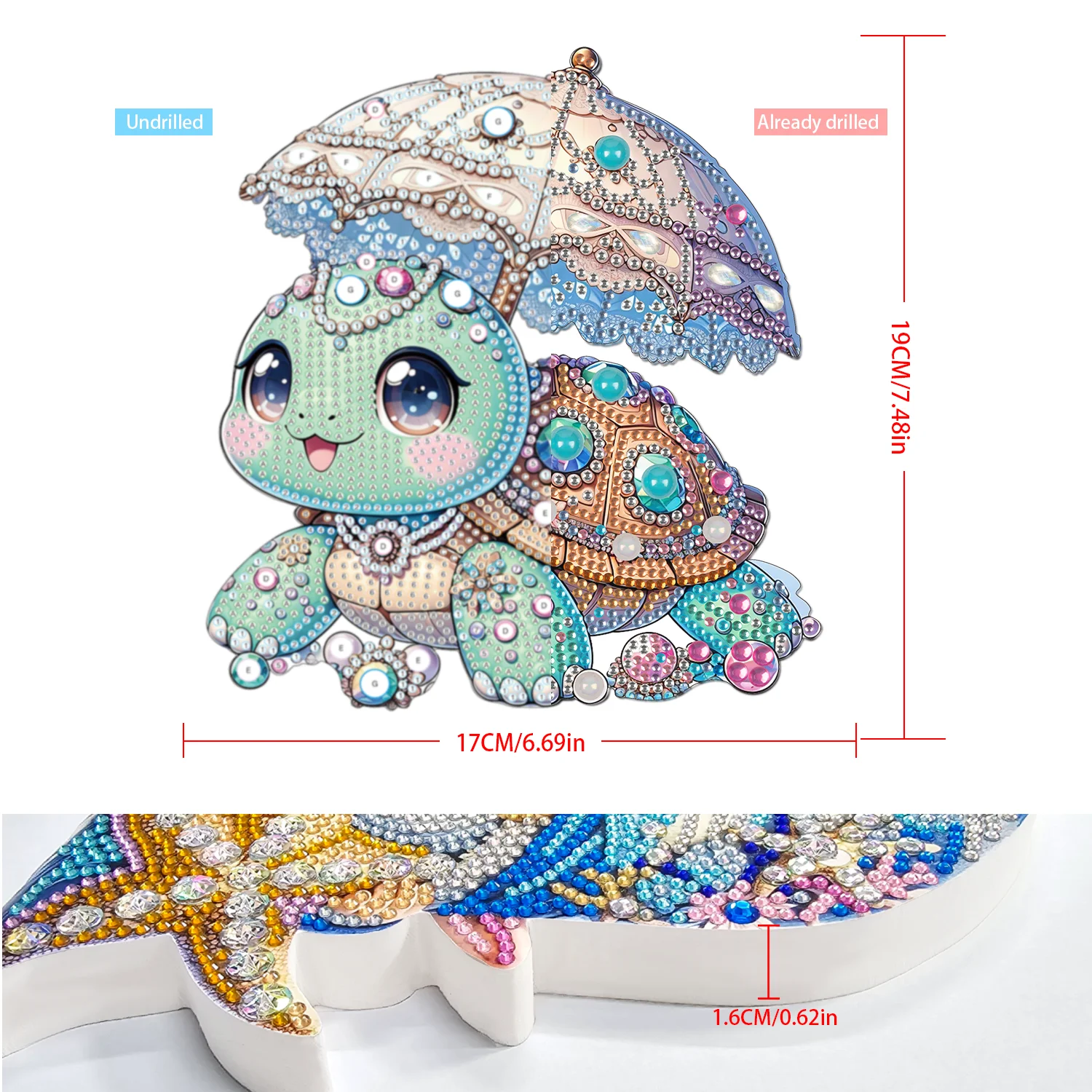 VANCY ARTS черепаха с зонтиками Набор алмазной живописи DIY Декор стола инструментами и стразами