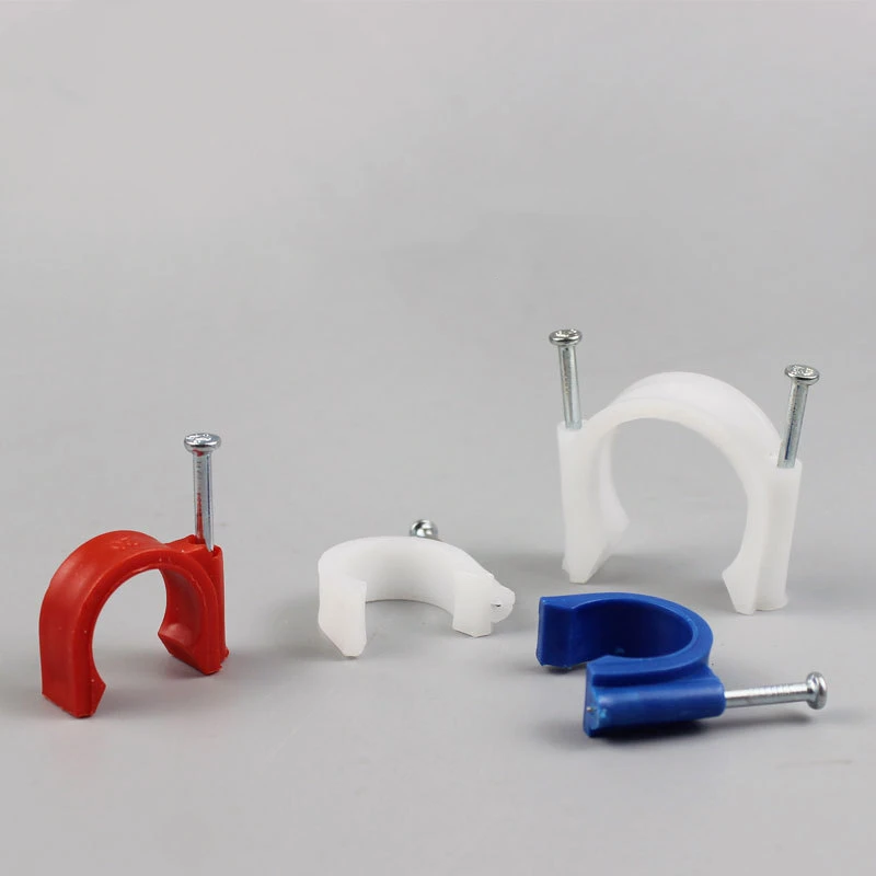 Half Clamp J-Hook with Nail For Pex Tubing Pipe Support Electrical Round  pvc  Cable Terminal Clips With Steel Nail