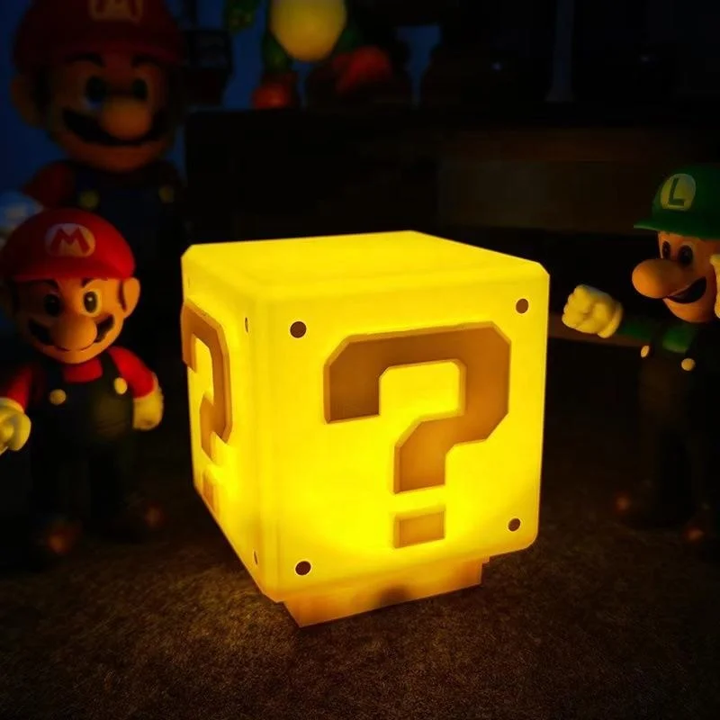 LED Cartoon Question Mark Sound Charging Small Night Light Block Brick Desktop Small Desk Lamp Bedroom Bedside Lamp