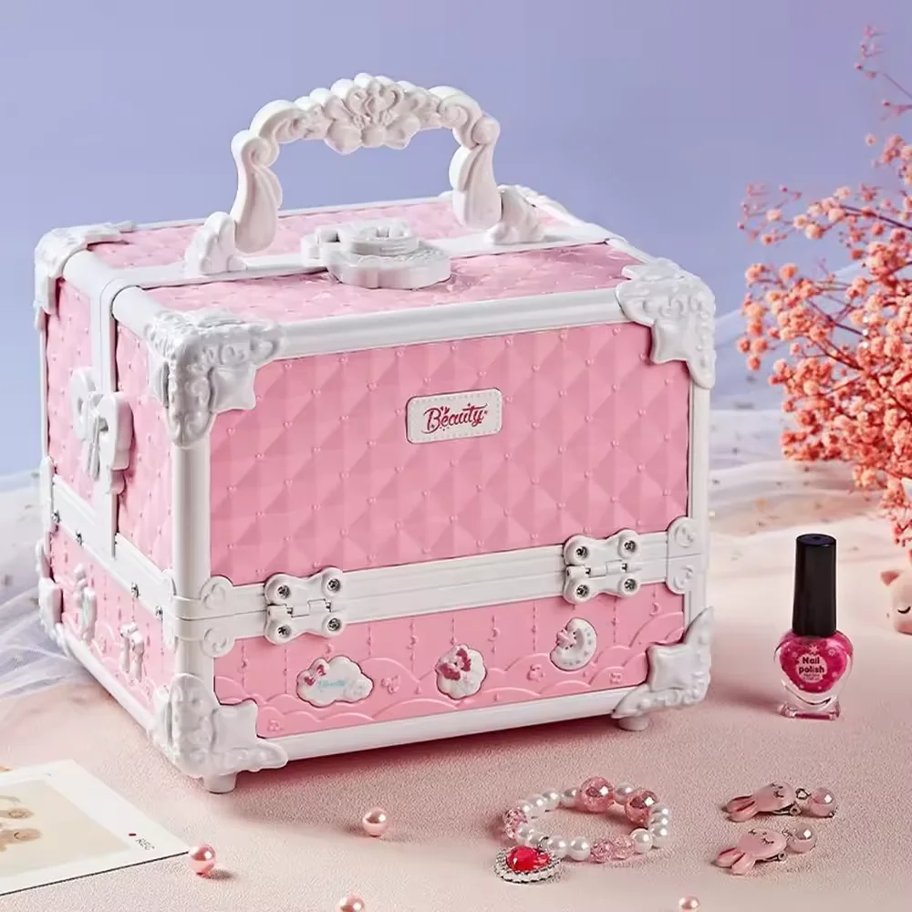 Kids Pretend Play Real Cosmetic Kit Suitcase Beauty Box Toys Set Makeup Sets Cosmetics Toy for Girls