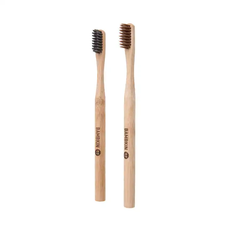 BAMBKIN company custom logo medium soft bristles customisable nylon bamboo toothbrush