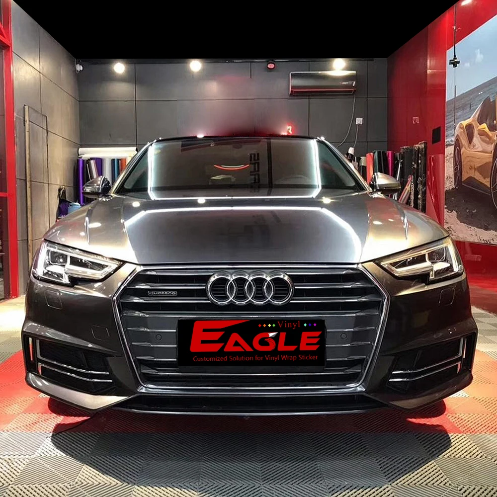 Factory Price Glossy Metallic Dark Grey 160gsm Car Wrapping Vinyl Film