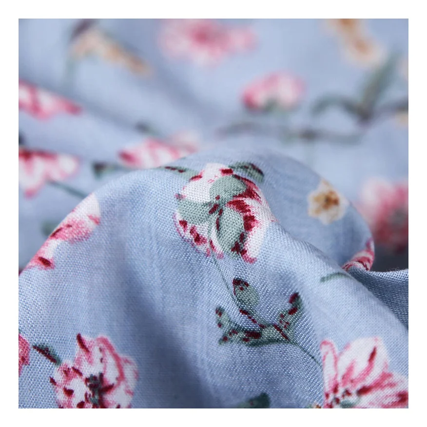 Hot selling floral printed cotton fabric digital print plain woven liberty fabric for dress