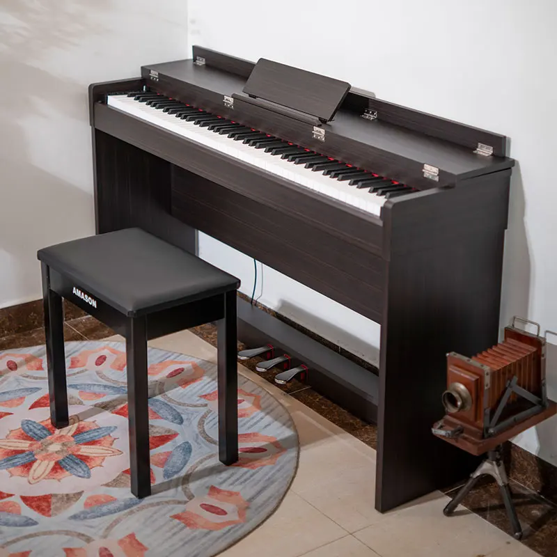 Flykeys 88 Key Upright Electronic Piano Hammer action weighted Keyboard digital piano Wood Shell Built-In Speakers LK6 FCC CE