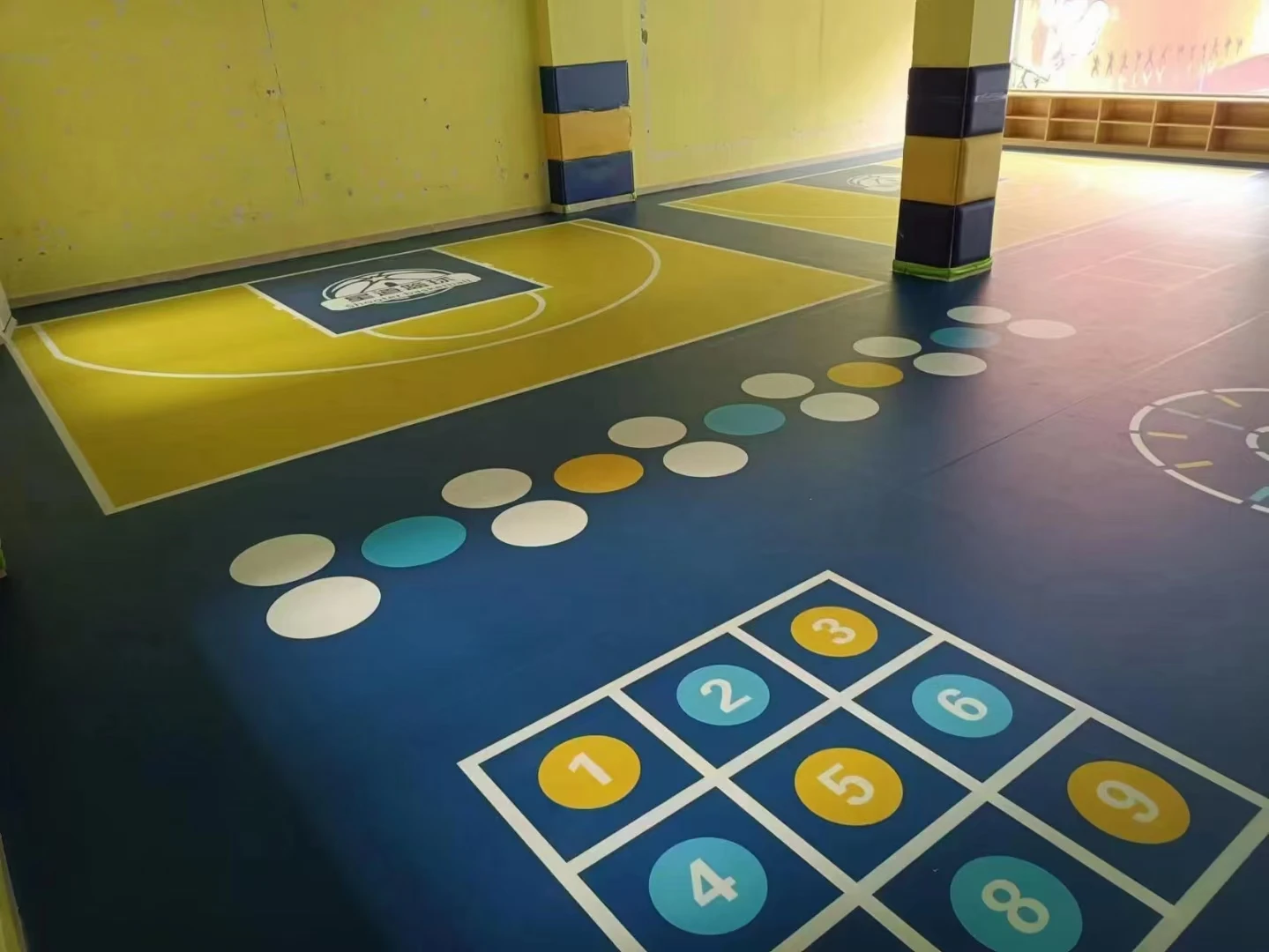 PVC vinyl printing decorative floor school long jumping cushion mat carpet 3D floor plastic game chair large gym mat