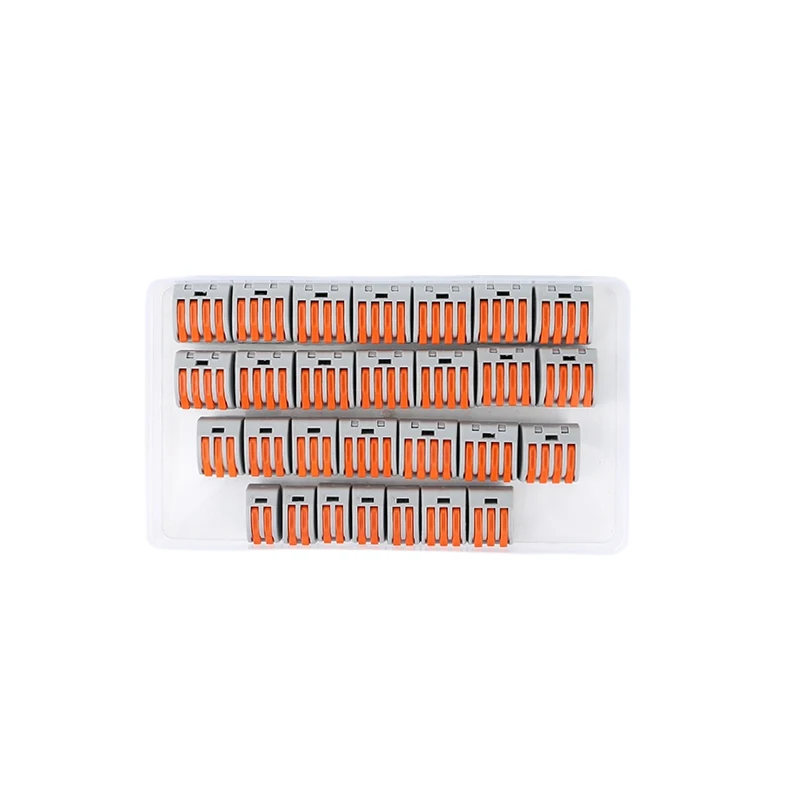 28PCS box Insulated Lighting Din rail Power Electrical Push-in Mini Compact Quick Wiring Cable Connector Terminal Block