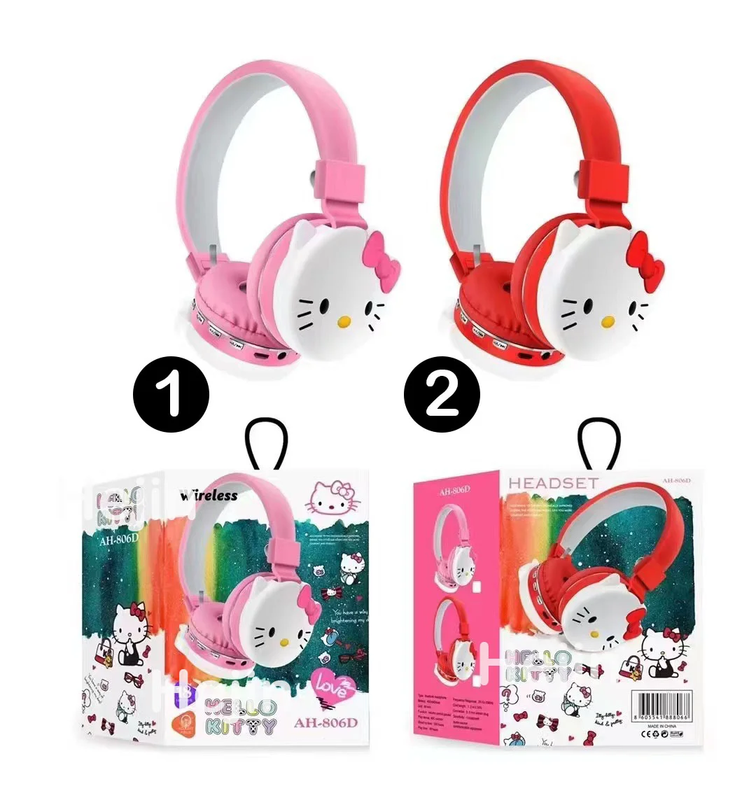 2024 wholesale hot selling new headphones cute cartoon kt cat head-mounted bluetooth headphones game in-ear headphones