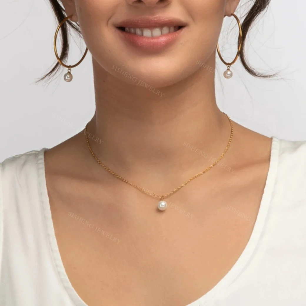 Solitaire Nature Freshwater Pearl Pendant Necklace For Women 925 Sterling Silver Jewelry