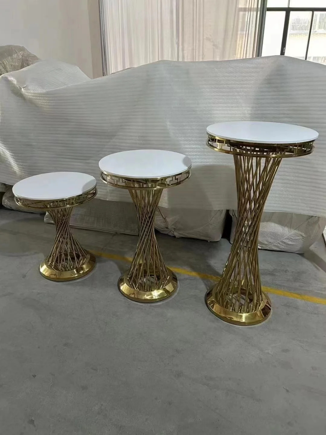 party rental used square stainless steel plinth cake table flower stand pedestal for wedding decoration