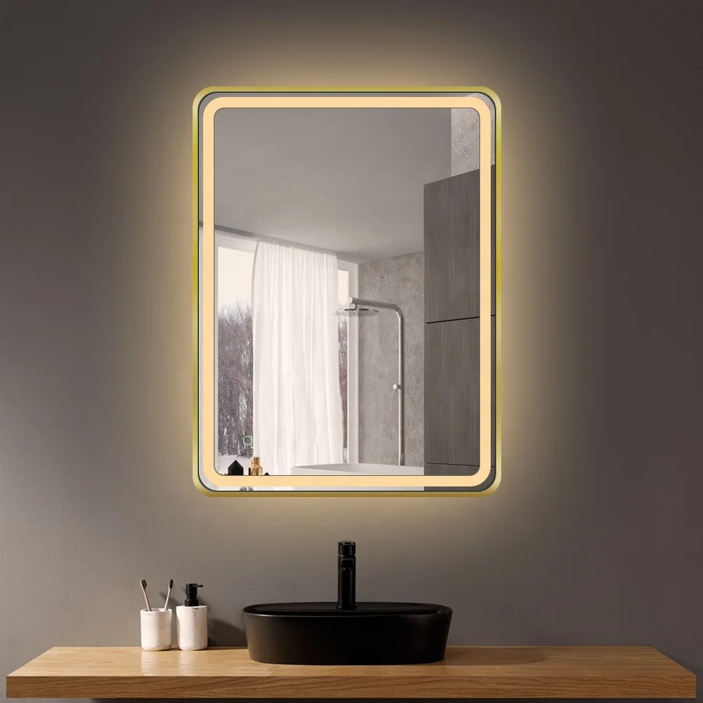 
Vertical or horizontal hanging waterproof touch switch aluminum metal frame LED lighted bath electric mirror 